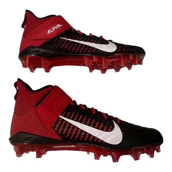 Nike Men’s Alpha Menace Pro 2 MID Football Cleats Black/Red Size 12 BV3945-600 - Picture 4 of 10